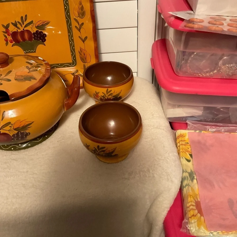 Autumn Harvest Tea Set with Floral Design